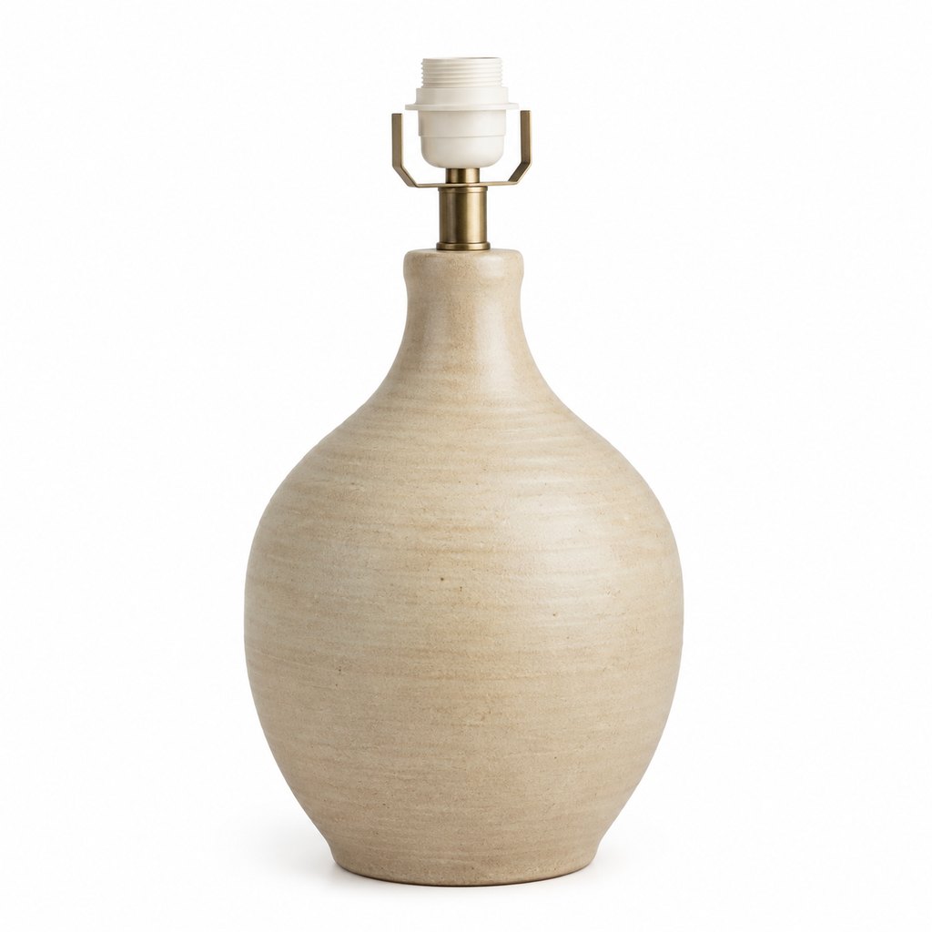 Lykke handmade ceramic table lamp with linen drum shade — view 5
