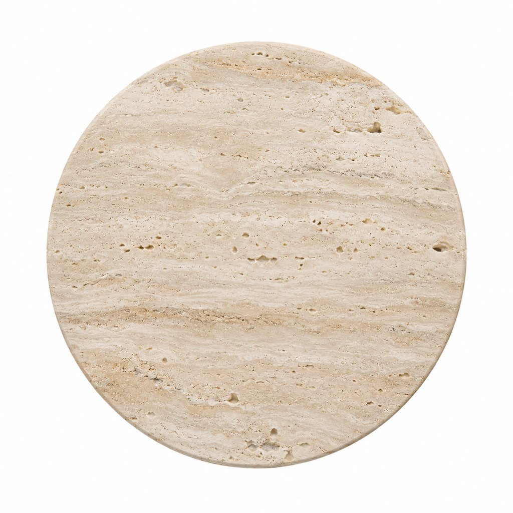 Olav cylindrical travertine side table with visible natural veining — view 5